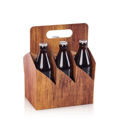 Tragekarton fr Bier/Saft Timber 6er, 0,5L bzw 0,33L
