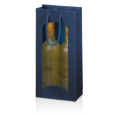 Geschenktragetasche fr 2 Weinflaschen, blau