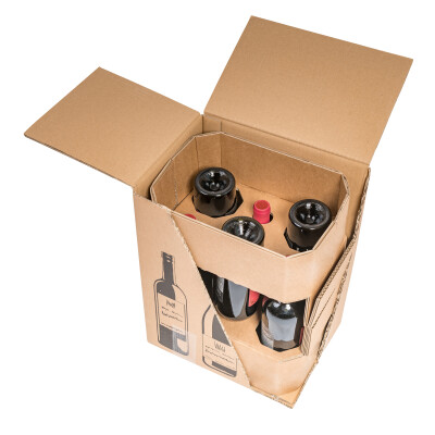 Flaschenversandkarton mit Basic Einlage (Wein) 12er