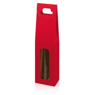 Tragekarton Basic rot für 1 Weinflasche 115x90x380mm