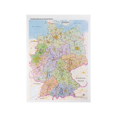 Postleitzahlenkarte, 1:800.000 mit Bundesländern Poster