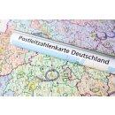 Postleitzahlenkarte, 1:800.000 mit Bundesländern mit Beleistung