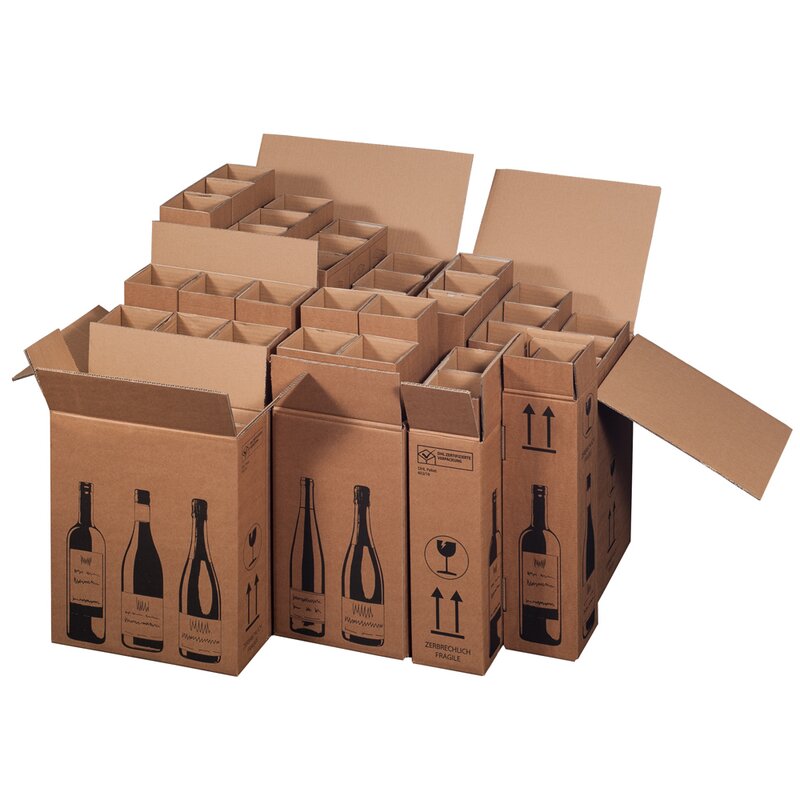 20x 1er Flaschen-Versandkarton Weinflaschen UPS DHL geprüft Weinversandkarton 