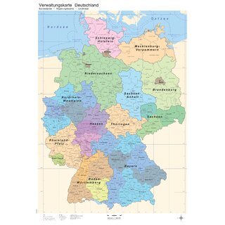 Verwaltungskarte Deutschland, basis, 1:1.000.000, politisch, Poster