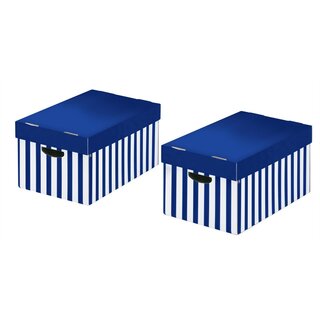 Aufbewahrungsbox mit Deckel Stripes blau
