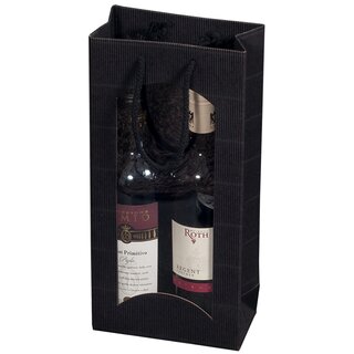 Geschenktragetasche für 2 Weinflaschen, schwarz