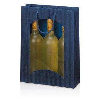 Geschenktragetasche fr 3 Weinflaschen, blau