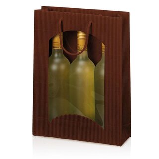Geschenktragetasche für 3 Weinflaschen, braun